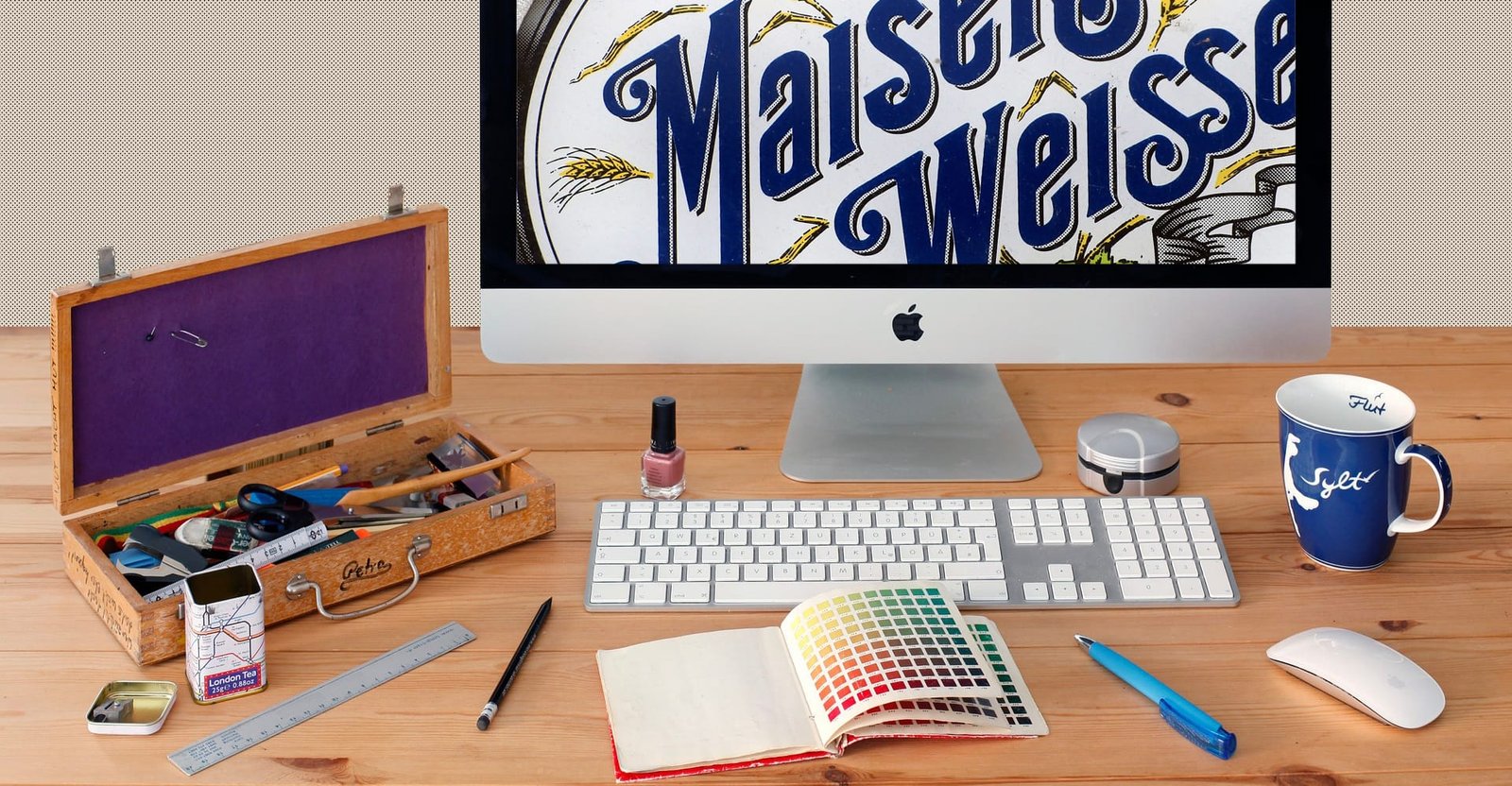 Image of a digital artist's workspace depicting tools of the trade